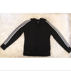 Adidas black 3 stripe hoodie size small
